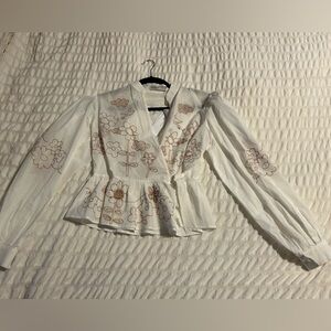 Floral Embroidered White Blouse